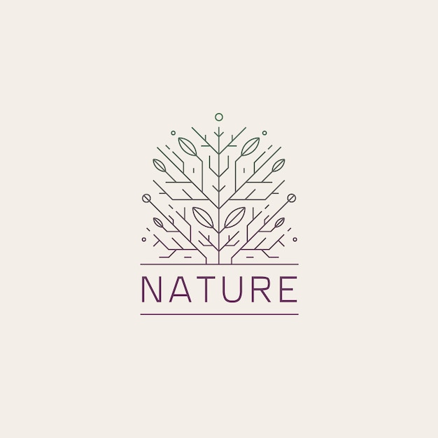 Vector árbol geométrico floral naturaleza línea logo orgánico abstracto planta