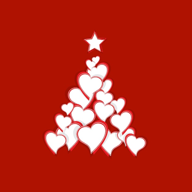 Vector árbol de Navidad con corazones