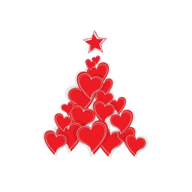 Vector árbol de Navidad con corazones