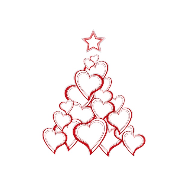Vector árbol de Navidad con corazones