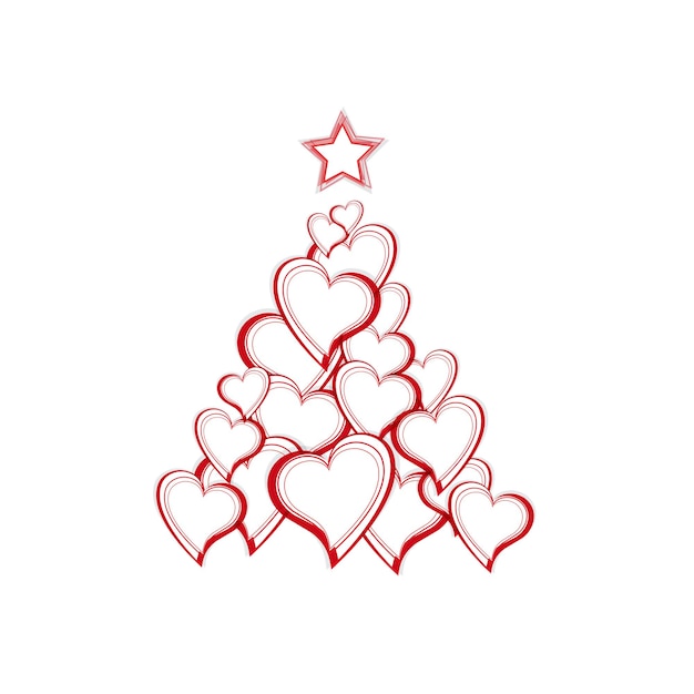 Vector árbol de Navidad con corazones