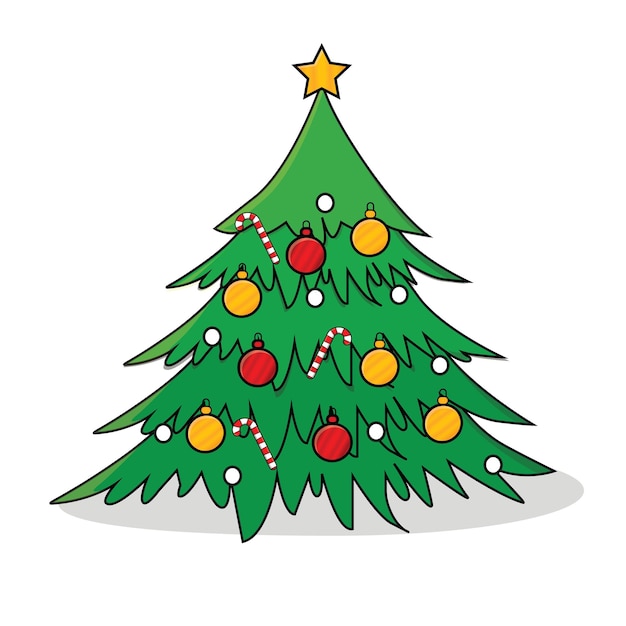 Vector árbol de navidad de dibujos animados