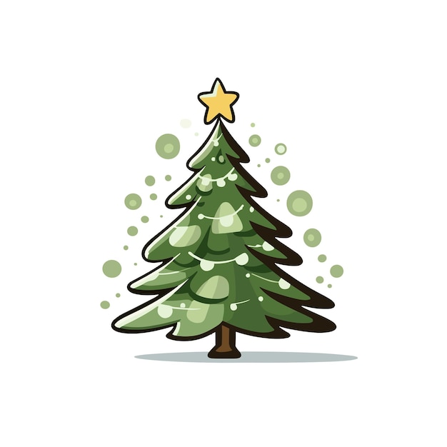 Vector de árbol de Navidad plano 2D de follaje festivo