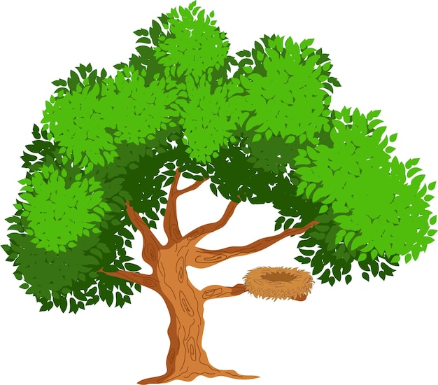 Vector de árbol con nido gratis