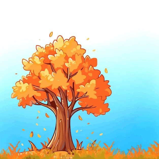 Vector árbol otoño temporada cielo y hierba