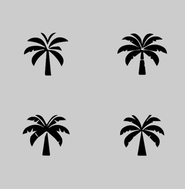 Vector de árbol de palma silueta de árbol de coco vector de silueta de símbolos vector