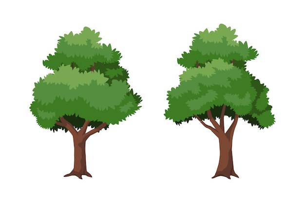 vector de árbol viejo y exuberante adecuado para el diseño de elementos de dibujos animados y diseño de activos