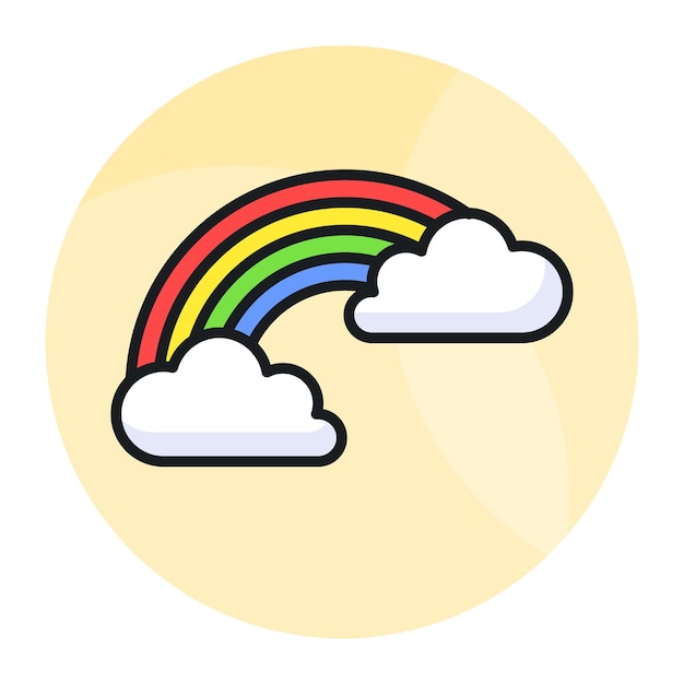 Un vector de arco iris bellamente diseñado en estilo moderno un icono de fenómeno meteorológico