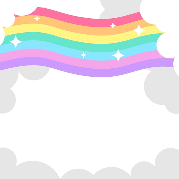 Vector del arco iris cayendo sobre un fondo rectangular blanco