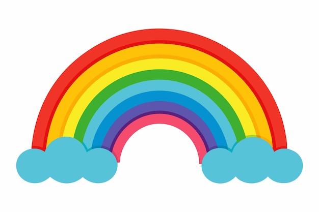 Vector de arco iris de dibujos animados en fondo blanco