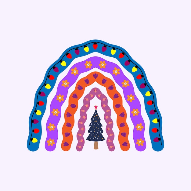 Vector de arco iris multicolor de navidad y año nuevo