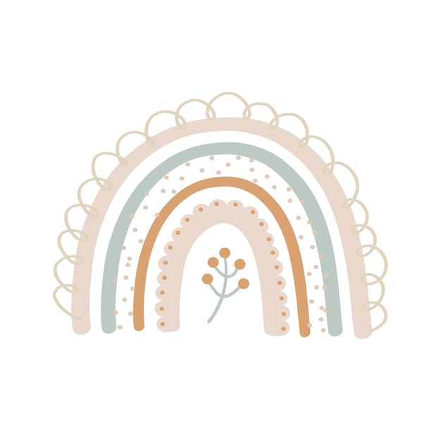 Vector arco iris de Navidad en estilo boho