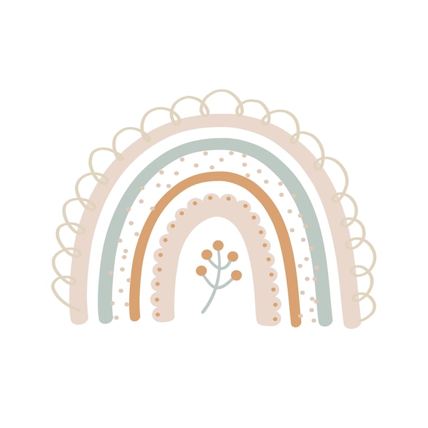 Vector arco iris de navidad en estilo boho