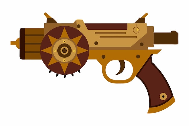Vector de arma de diseño mecánico Steampunk sobre fondo blanco