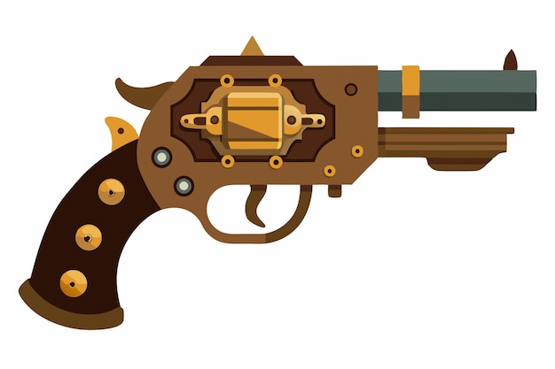 Vector de arma de diseño mecánico Steampunk sobre fondo blanco