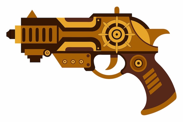 Vector de arma de diseño mecánico Steampunk sobre fondo blanco