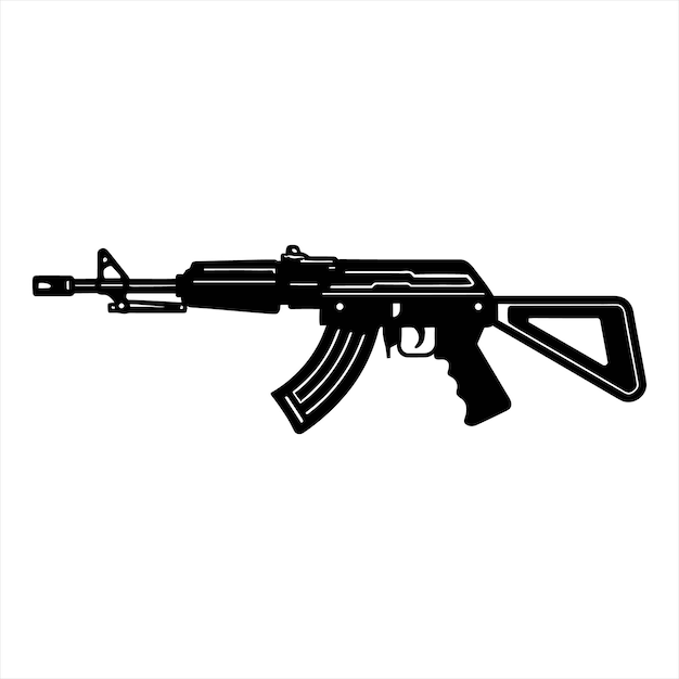 Vector un vector de arma de silueta negra y un vector de icono de arma sencillo