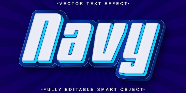 Vector de la Armada Azul Brillante Efecto de texto de objeto inteligente totalmente editable