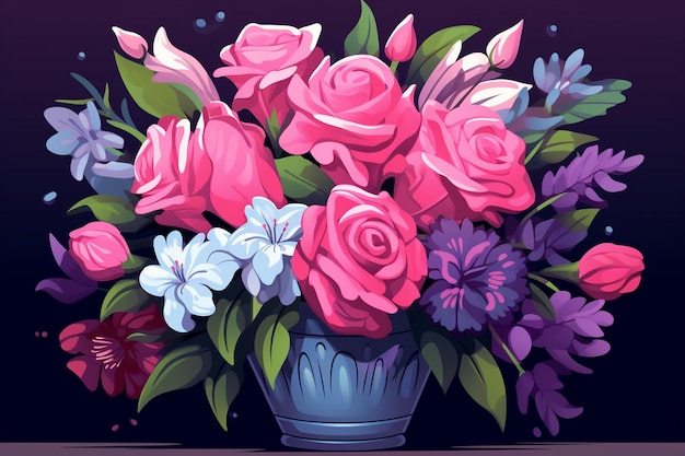 Vector de arreglos florales en un estilo específico