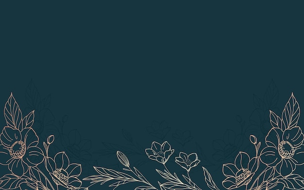 Vector artdeco línea de flores de lujo patrón fondo dorado Peonías dibujadas a mano para empaquetar redes sociales post portada banner post creativo y artes de pared