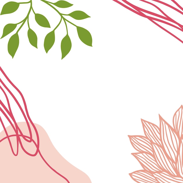 Vector de arte abstracto Fondo de pantalla lujoso con líneas simples siluetas de plantas y hojas botánicas formas orgánicas Banners carteles volantes