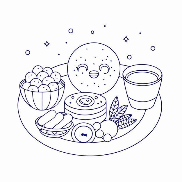 Vector de arte de la línea de alimentos
