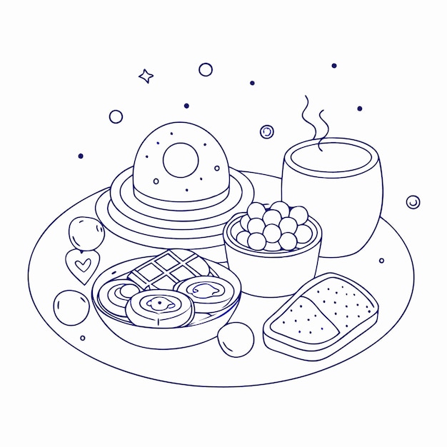 Vector de arte de la línea de alimentos