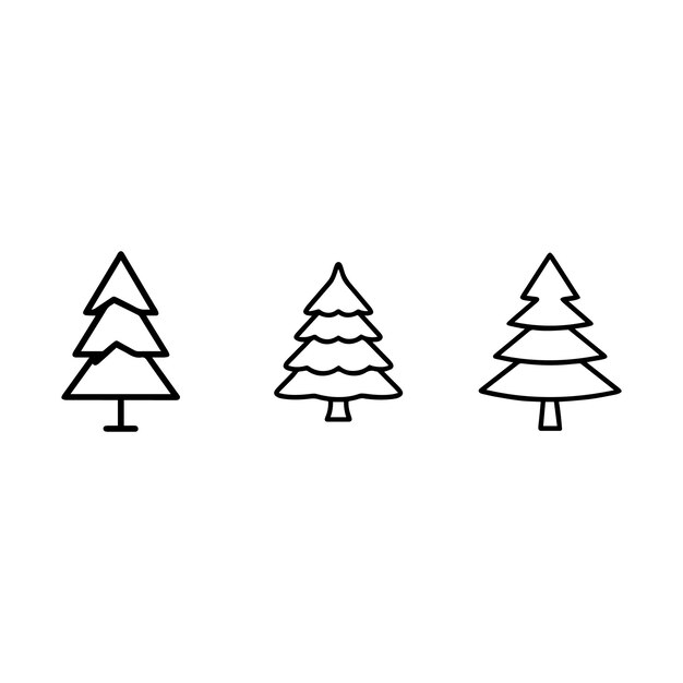 Vector de arte de la línea del árbol de Navidad