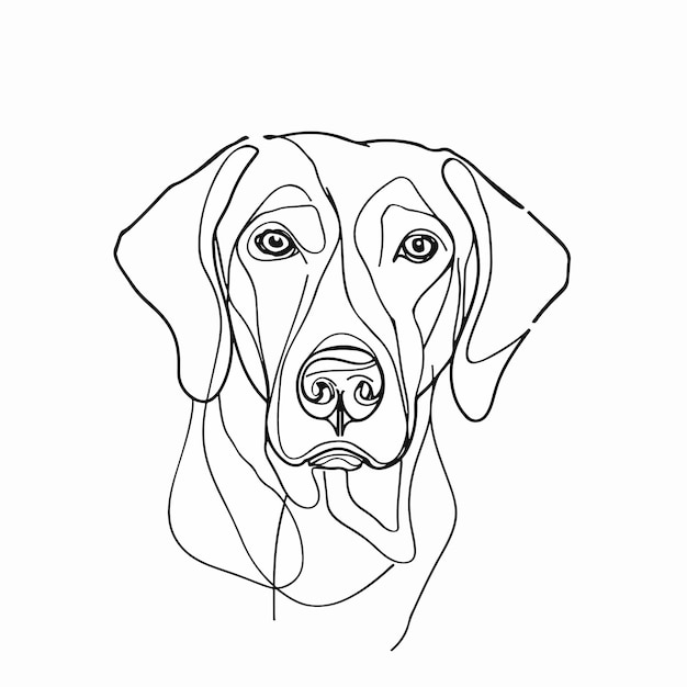 Vector de arte de la línea de la cara del perro