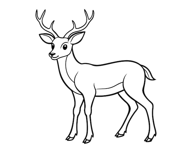 Vector de arte de línea de ciervo fondo blanco