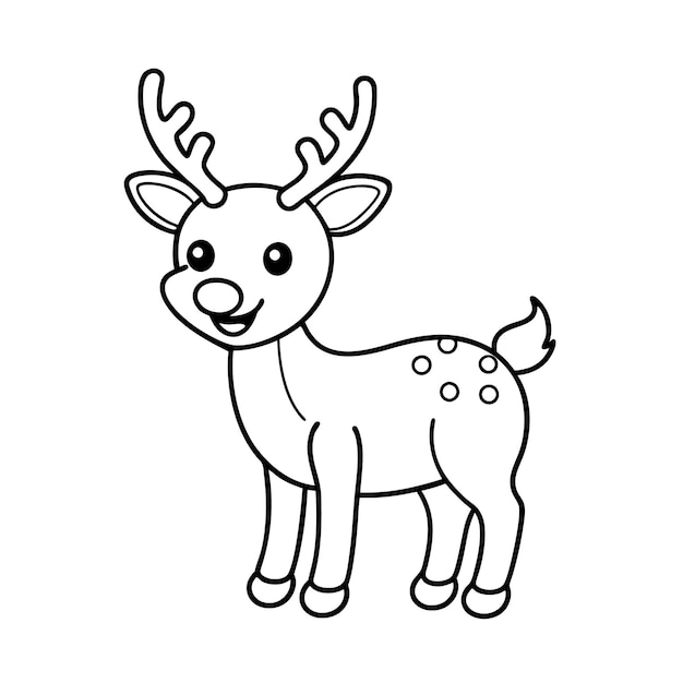 Vector de arte de línea de ciervo con un fondo blanco