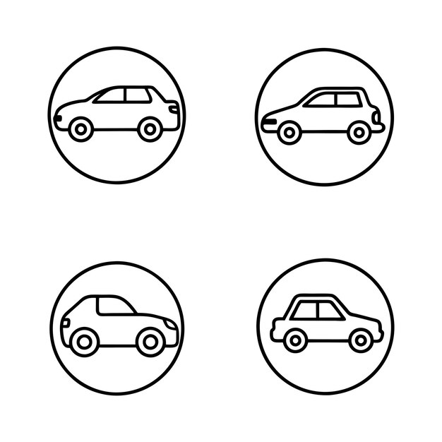 Vector de arte de línea de colección de iconos de automóviles
