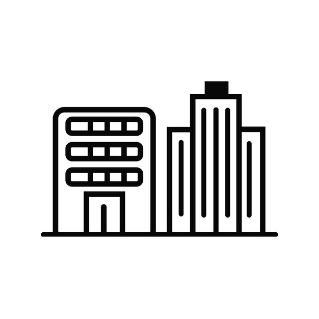 Un vector de arte de línea de construcción concepto de arquitectura de oficina de silueta