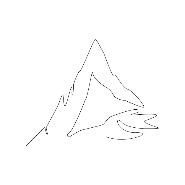 Vector de arte de una línea continua de montaña e ilustración de diseño profesional minimalista