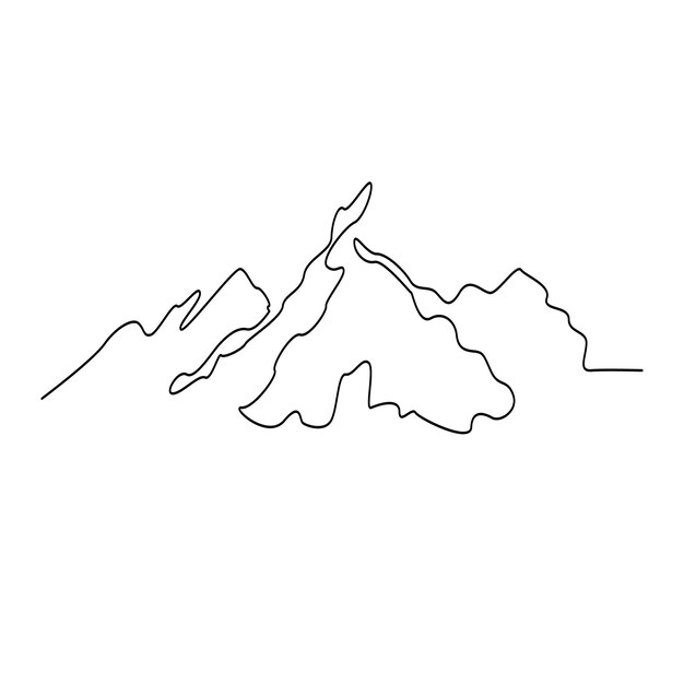 Vector de arte de una línea continua de montaña e ilustración de diseño profesional minimalista