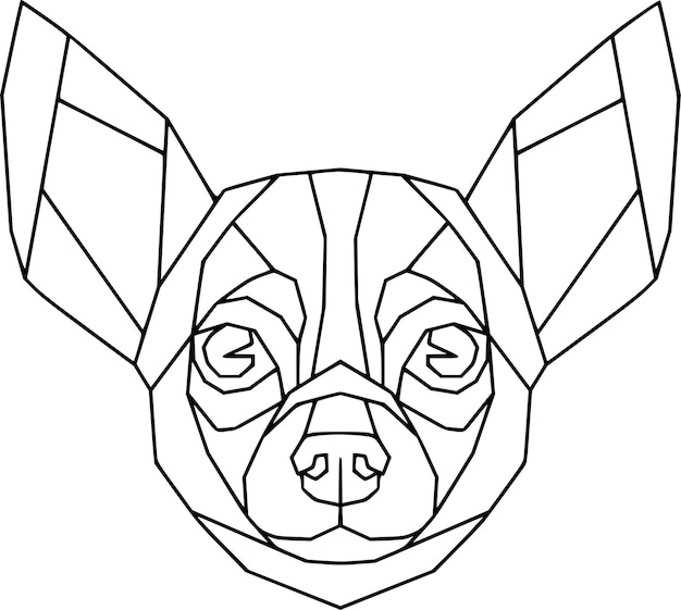 Vector vector de arte de línea geométrica lineal de perro chihuahua