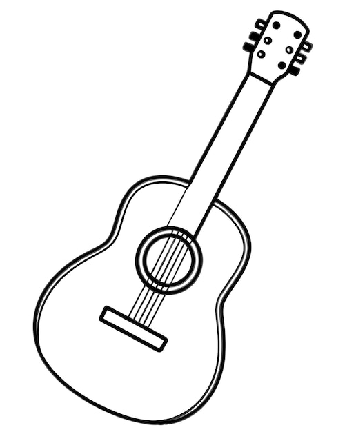 Vector de arte de línea de guitarra e ilustración de icono