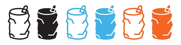 Vector de arte de línea de icona de lata de refresco vacía