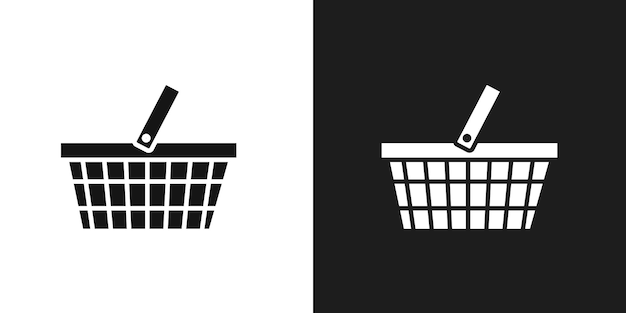 Vector de arte de la línea del icono de la canasta de compras