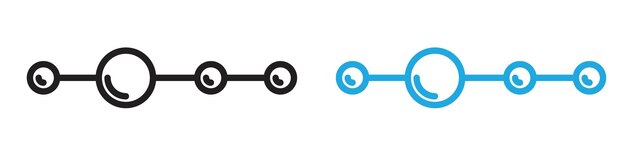 Vector de arte de línea del icono de la estructura molecular lineal