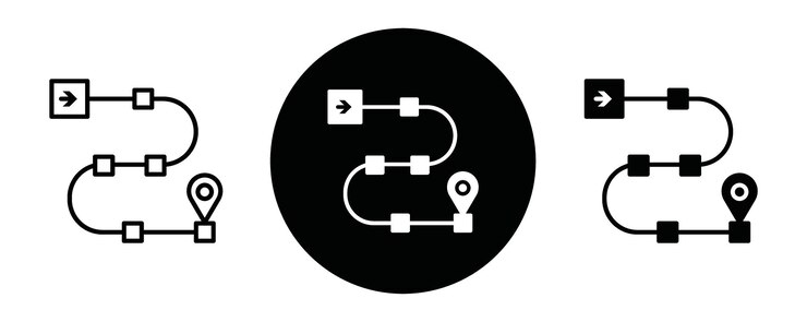 Vector vector de arte de línea del icono del mapa de ruta