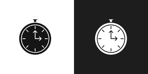 Vector de arte de línea del icono del reloj de tiempo