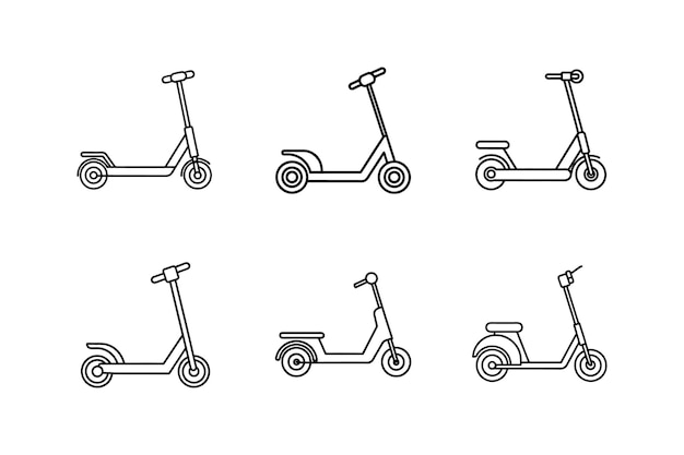 Vector de arte de línea de icono de scooter eléctrico