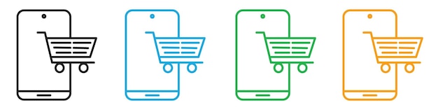 Vector de arte de la línea de iconos de compras en línea