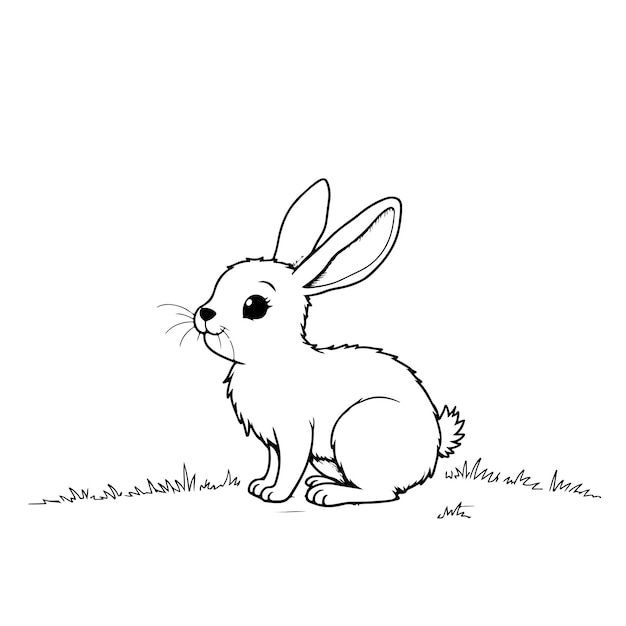 Vector de arte de línea de liebre e ilustración en fondo blanco