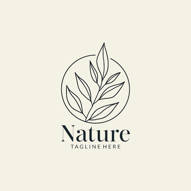 vector de arte de línea de logotipo botánico mínimo