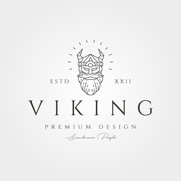 Vector de arte de línea de logotipo vikingo con diseño de ilustración de casco