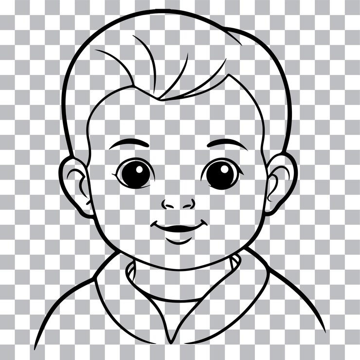 Vector de arte de línea de un niño lindo en un fondo transparente