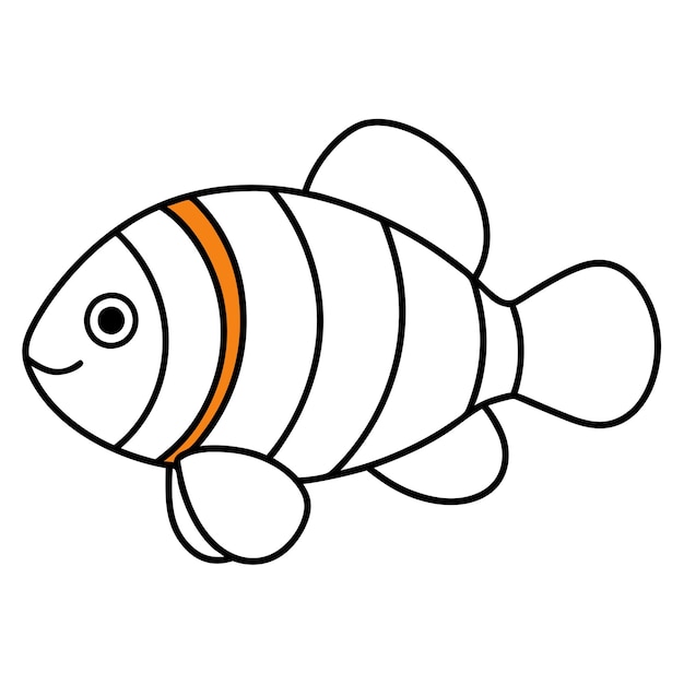 Vector de arte de línea de pez payaso