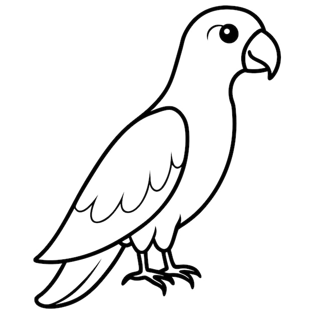 Vector de arte de la línea de pie del loro gris africano